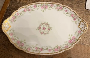 Theodore Haviland Limoges Goa France Porcelain Platter 12” Pink Roses - Picture 1 of 6