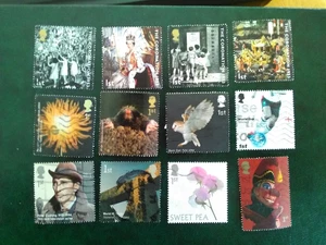 G B 12 DIFFERENT USED STAMPS 2001-203 1ST CLASS COMMEMERATIVES. - Picture 1 of 1