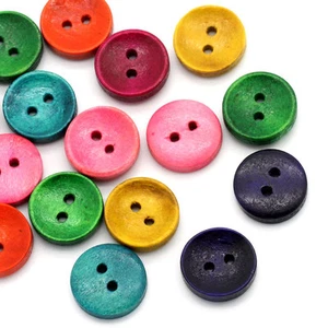 100pcs Wood Sewing Buttons 2 Holes Round Mixed color Scrapbooking 15mm - Picture 1 of 1