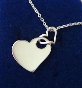 16-18" Adjustable Sterling Silver 14x17mm Heart charms 1mm cable Chain Necklace - Picture 1 of 3
