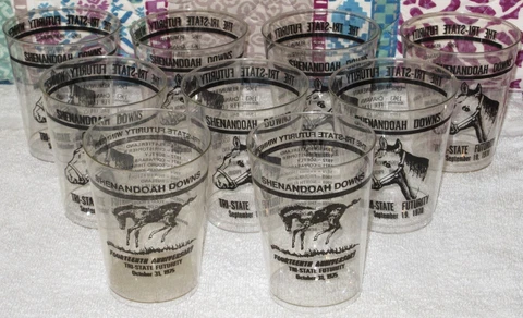 Lot 1970-75 SHENANDOAH DOWNS West Virginia TRI-STATE FUTURITY Souvenir Tumblers Cover