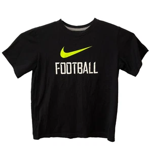 Nike Boys Large Black Swoosh Football T Shirt Short Sleeve Crew Neck Tee Top L - Picture 1 of 5