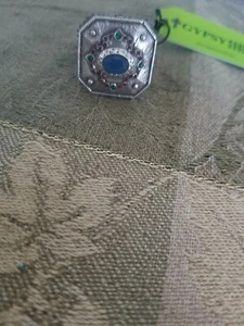 GYPSY SOULE Black Chunky Plastic Silver Large Cross Crystal STATEMENT RING 8/9 - Picture 1 of 4