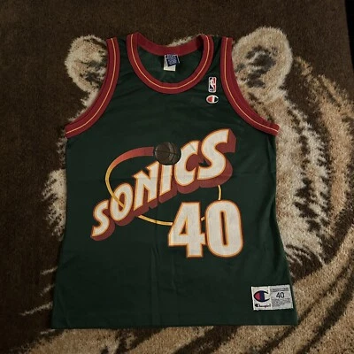 Seattle Super Sonics Champion Jersey VTG Shawn Kemp #40 NBA 90s Men's Size 40 - Image 1 of 4
