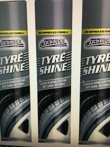 3 x 300ml Car Pride Tyre Shine Lasting Wet Look Spray Black "Back To Black" - Picture 1 of 1