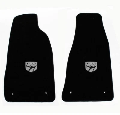 NEW! Black Floor Mats 1992-2002 Dodge Viper Embroidered Logo Snake Head Silver 2 - Image 1 of 4