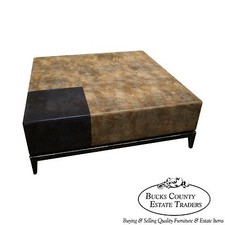 Large Leather Frame Square Ottoman