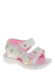 Rugged Bear Girls White Pink Cut-Out Stars Adjustable Straps Sport Sandals US 7 - Picture 1 of 5