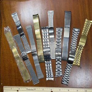 Watch Bands Bracelets.Deployment Buckle.Look Read Lot of 10 Vintage Mens Metal