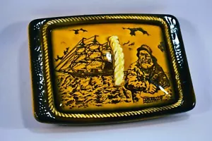 VINTAGE PORCELAIN CANDY DISH WITH A FISHERMAN, A TALL SHIP & BIRDS - Picture 1 of 8