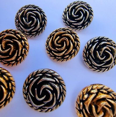 CELTIC ROSE METAL BUTTONS – SILVER AND GOLD, 18MM, FLOWER, LADIES, CARDIGAN, UK - Image 1 of 4
