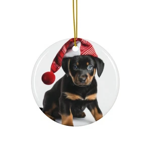 Hanging Ceramic Christmas Tree Ornament - Beauceron Puppy Design - Picture 1 of 4