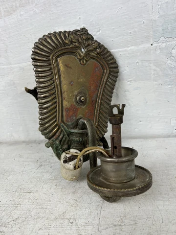 Antique Art Deco Federal Shield Back Wall Sconce Ornate Brass Victorian Lot 12 Cover