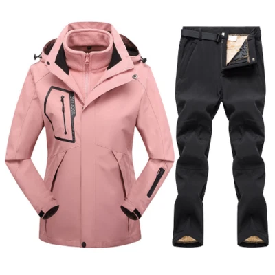 Women Ski Suit Waterproof Snow Fleece Jacket Pants Snowboard Sets Sports Outfits - Image 1 of 4
