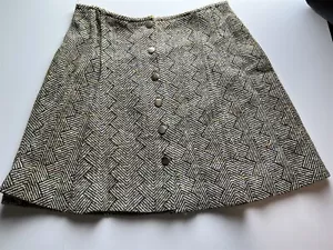 Vintage Damen Minirock Fischgrät Knopfleiste ungefüttert Rockabilly Academia XS - Bild 1 von 6