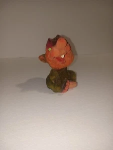 Vintage Henning Stil geschnitzt von Hand in Norwegen bemalt Holz Troll Figur 3,25" - Bild 1 von 7