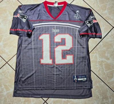 Reebok Tom Brady #12 New England Patriots Jersey Super Bowl 46 XLVI Men's XL - Image 1 of 4