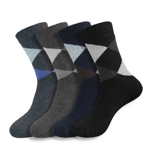 4 Pairs of Men's Soft Comfort Thick Casual Warm Wool Crew Socks - Picture 1 of 10