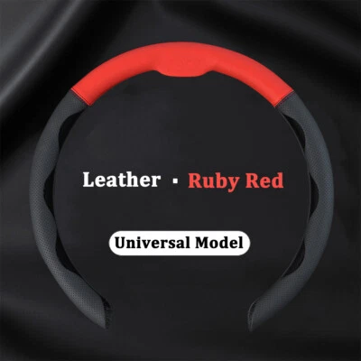 Car Steering Wheel Cover Leather Breathable Non-slip red black Car Accessories Foto 1 de 4