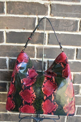 NWT $465 Brahmin Isabella Garland Grove Shoulder Bag snake red green black pink - Image 1 of 4