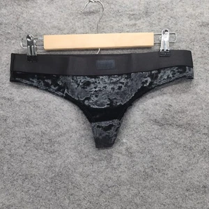 Victoria Secret Panties Womens Medium Black Velvet Thong - Picture 1 of 5
