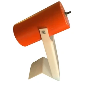 1970's MCM Atomic Orange Metal and White Plastic Vintage Desk Lamp - Picture 1 of 16
