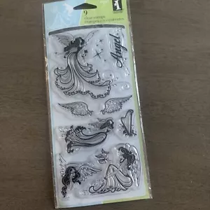 9 Clear Stamps, Angels, Wings, Celestial Inkadinkado, New In Package - Picture 1 of 4