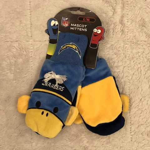 Los Angeles Chargers Mascot Mittens Gloves Size L/XL NFL Football Sock Monkey Cover