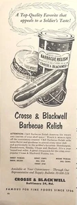 Crosse & Blackwell Baltimore MD Barbecue Hot Dog Relish GI Vintage Print Ad 1953 - Picture 1 of 4