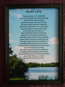 A4 Print IN MY LIFE Lyric Memory Keepsake Loved One Wife Love Friend Family - Picture 1 of 1