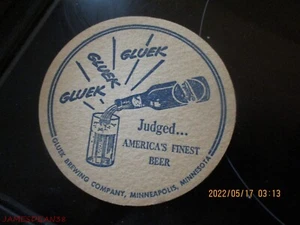 OLD VINTAGE GLUEK BEER PAPER COASTER GLUEK GLUEK BLUE - Picture 1 of 2