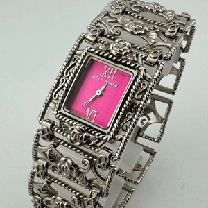 Betsey Johnson Quartz Watch BJ4021 Women Silver Pink Rectangle New Battery 7.25" - Picture 1 of 6