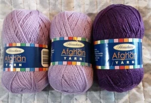 New Lot Of 3 Herrschners 2 Ply Afghan Yarn (2 Lavender/1 D Purple) 220Yds 2oz. - Picture 1 of 3