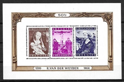 БЕЛЬГИЯ 1949 КАРТИНЫ ПОЛУПОЧТОВЫЙ СУВЕНИРНЫЙ НАБОР ЛИСТОВ SCOTT #B466A-466B MNH - Изображение 1 из 2