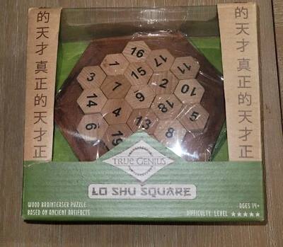 True Genius  Brain Teaser Wooden Puzzle Lo Shu Square  Open Box - Image 1 of 4