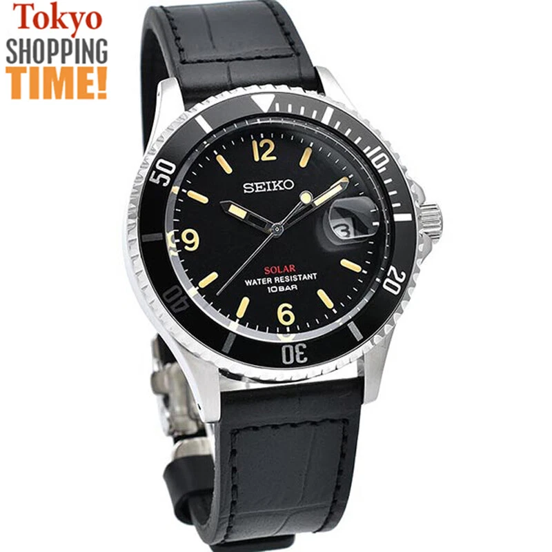 Seiko Vintage Solar SZEV013 Black Dial Analog Men Watch Limited Model JAPAN  - image 1 of 4