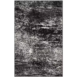 Throw Rug Area Silver / Black 3 ft. x 4 ft. Distressed Solid Loomed Home Office - Picture 1 of 10