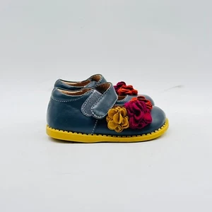 Livie & Luca Shoes Girls 4C Gray Leather Mary Jane Flower Ballet Flats Casual - Picture 1 of 12