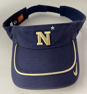 Nike NAVY Swoosh Visor Hat Adjustable Logo NCAA Strapback Golf Sideline Athletic
