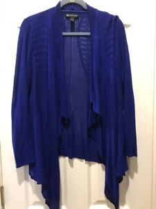 INC INTERNATIONAL CONCEPTS WOMENS SWEATER, BLUE OPEN FRONT CARDIGAN MED