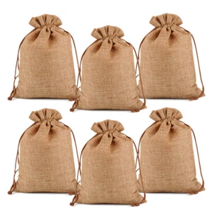 100/200pcs Burlap Gift Bags Wedding Hessian Jute Bags Linen Jewelry Pouches  - Picture 1 of 12