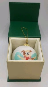 Pier 1 Li Bien adorno de Navidad cachorro perro LET IT SNOW 2018 con caja original - Imagen 1 de 8