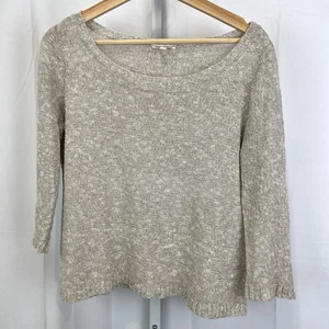 Suéter Suéter Tejido Cuadrado EILEEN FISHER Rayas Lino Mezcla Algodón Beige Talla S - Imagen 1 de 9