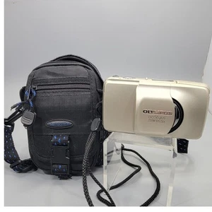 Olympus Zoom 105 DLX 35mm Point & Shoot Film Camera & Bag Not Working Right - Picture 1 of 7