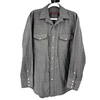 Roper Southwestern Pearl Snap Shirt Men's Medium Gray Landman Cowboy Yellowstone - Image 1 of 4