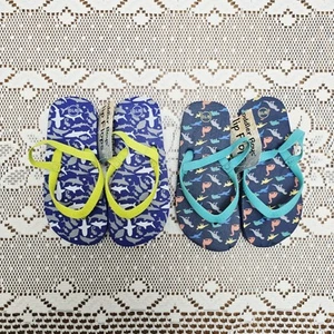 2pk New Toddler Boy's Flip Flops Shark & Dinosaur Strap Sandals Shoes 9 / 10 - Picture 1 of 6