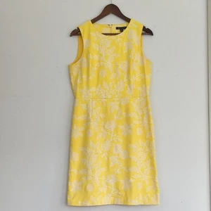 Brooks Brothers gelbes geblümtes Baumwollkleid mit weißen bestickten Blumen 10 - Bild 1 von 7