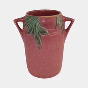 Roseville Velmoss II Red Pink 1935 Vintage Art Deco Pottery Vase 714-6 - Picture 1 of 6