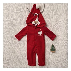 Baby Weihnachten Kapuzen Fleece Overall Baby’s 0/3m Urlaub Outfit Afrikanischer Weihnachtsmann - Bild 1 von 6