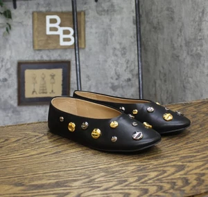 INC International Concepts Womens Rachany Hardware Flats Black Smooth 8M - Picture 1 of 11